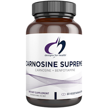 Carnosine is a naturally occurring combination of the amino acids alanine and histidine. In this novel formula carnosine is combined with benfotiamine, a fat soluble form of thiamine (vitamin B1), to help support healthy aging. Carnosine and benfotiamine are shown to possess antioxidant activity and collagen-supportive properties, and help with the inhibition of glycosylation of proteins caused by excessive glucose/fructose consumption.