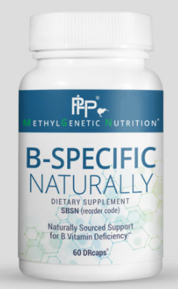 B-Specific Naturally formulation contains a unique and complete blend of Orgen-B’s water-soluble B vitamins: thiamin, riboflavin, niacin, pyridoxine, folate, and pantothenic acid. These vitamins are not synthesized by the body and must be supplied by the diet or produced by the microbiome. The B Complex is required for the metabolism of proteins, fats, and carbohydrates. This complex also catalyzes enzymatic chain reactions by acting as coenzymes for the release of energy and has been demonstrated in clinic