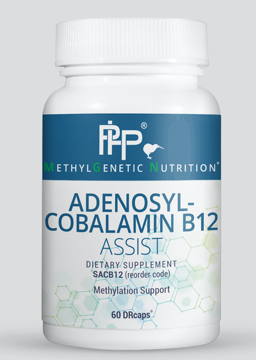 Adenosyl-Cobalamin B12 Assist contains 3000 mcg of vitamin B12 in its adenosylcobalamin form. Adenosylcobalamin is considered an active coenzyme form of B12, meaning it is used directly in B12-dependent enzyme reactions in the body. Vitamin B12 is required for red blood cell formation, neurological function, and DNA synthesis. Vitamin B12 also functions as a cofactor for methionine synthase and L-methylmalonyl-CoA mutase. Methionine synthase catalyzes the conversion of homocysteine to methionine. Methionine