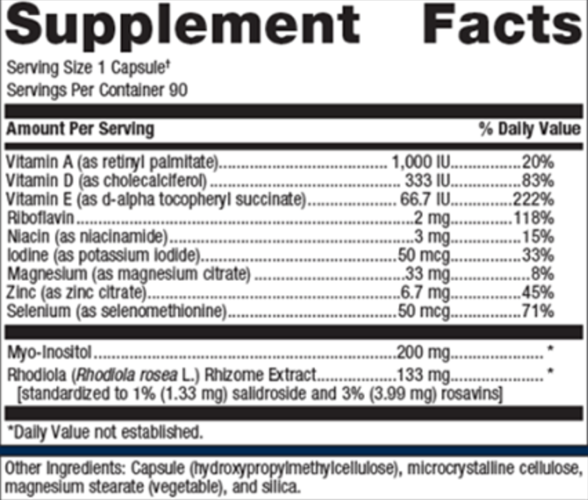 Thyrosol® offers a multifaceted approach by providing nutritional support for healthy thyroid function along with additional support for stress-related fatigue