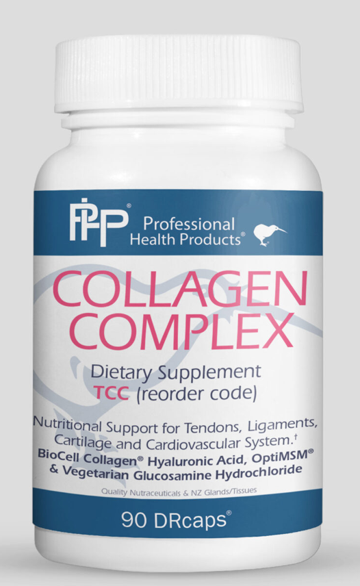 Collagen Complex is a top-selling, comprehensive product that may in support of optimal collagen formation for healthy skin, joints, tendons and overall musculoskeletal health. This product features:

BioCell Collagen® is a clinically studied dietary supplement ingredient composed of naturally-occurring hydrolyzed collagen type II peptides, chondroitin sulfate, hyaluronic acid that promotes active joints, youthful-looking skin, and healthy connective tissues. Various studies, including seven human clinical 