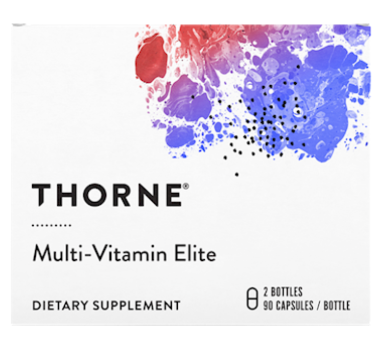 Multi-Vitamin Elite provides highly bioavailable nutrients for athletes and others.*

Thorne's Multi-Vitamin Elite provides individuals who have high-performance nutritional regimens with essential nutrients in two complementary formulations.* The A.M. formula supports energy production during the daytime, while the P.M. formula supports rest and recovery at night.* Multi-Vitamin Elite contains chelated minerals that exhibit optimum absorption, vitamin K2 that supports calcium metabolism, and active, tissue