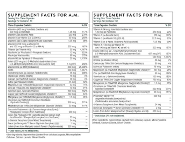 Thorne Multivitamin Elite AM/PM